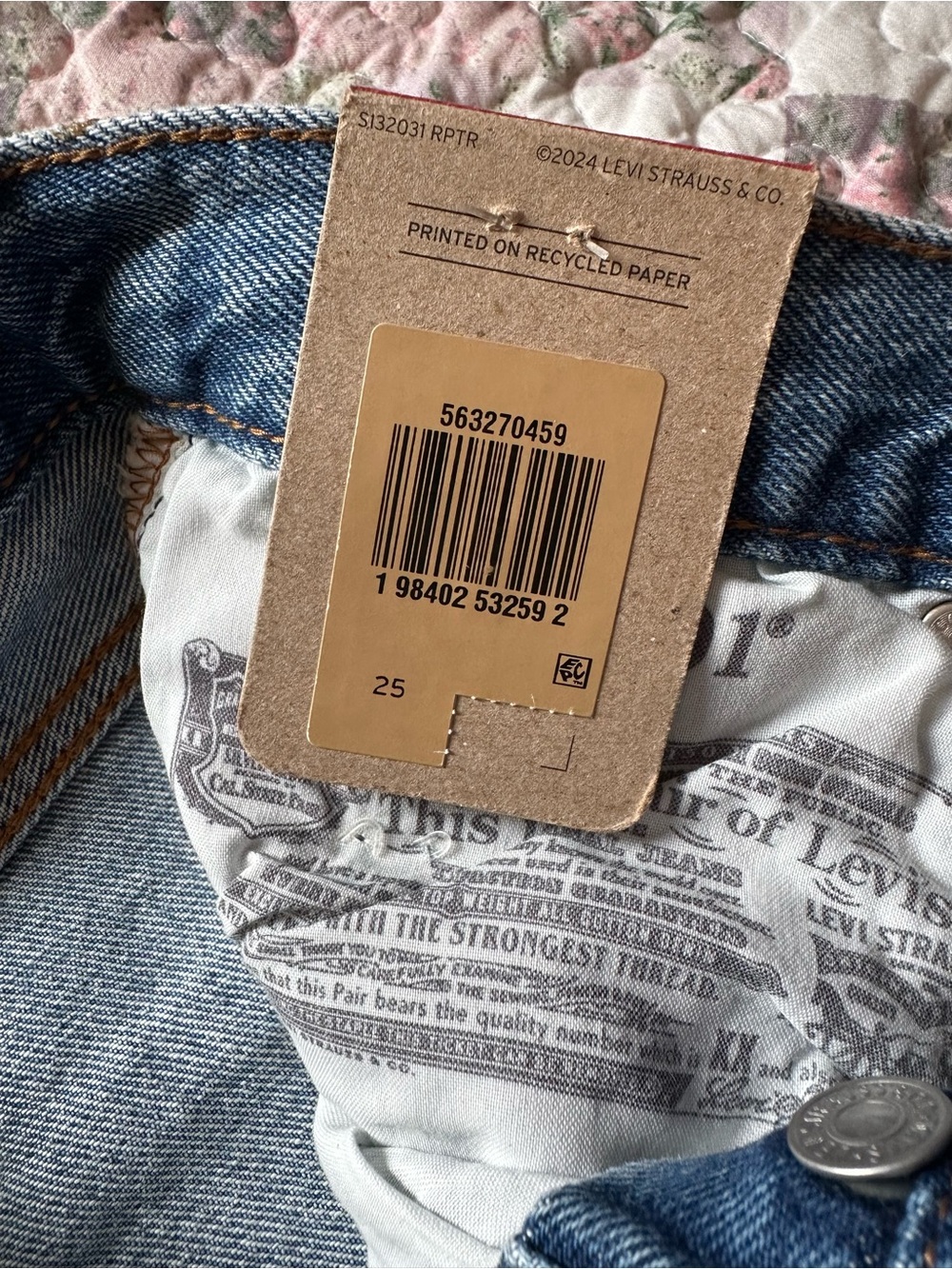 Levi's Light Blue Distressed High-Rise Jean Shorts - Picture 3 of 8